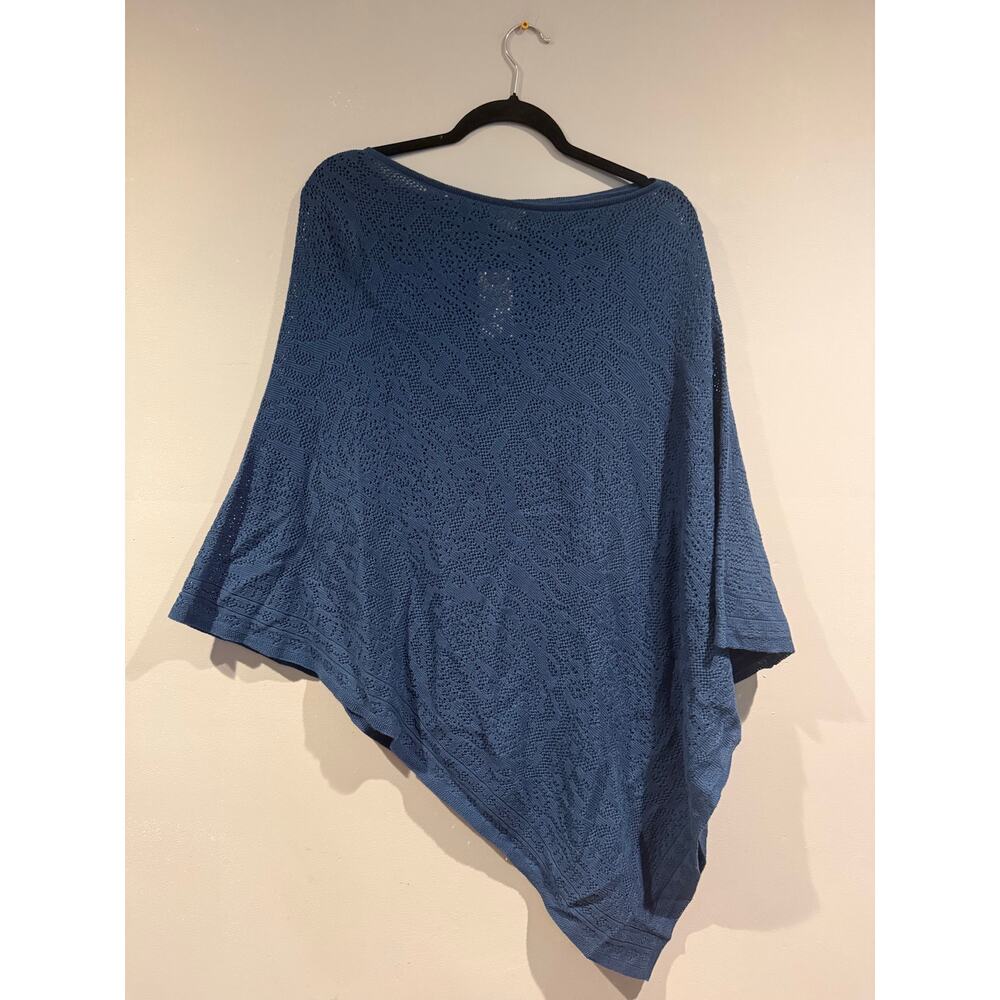 J.Jill Seaside Pointelle Knit Poncho – Blue – One Size – NWT